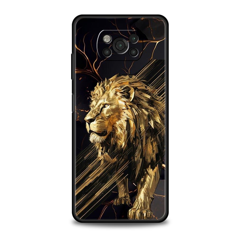 Двухцветный чехол для телефона с рисунком льва и крестом для Xiaomi Poco F7 F6 F5 F4 F3 X6 X5 X4 X3 NFC F7 Ultra M4 C51 C55 GT 5G Мягкая крышка из ТПУ