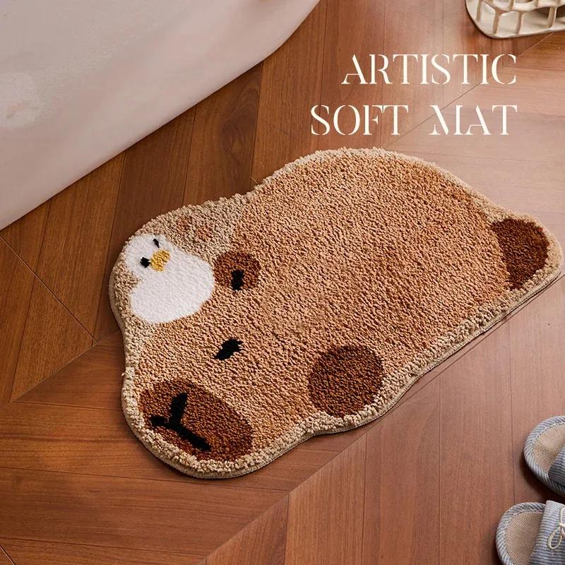 Kawaii Penguin Plush Bathroom Rug, Creative Cartoon Animal Design Non-slip Mat For Home Entryway Indoor Aesthetic Decor