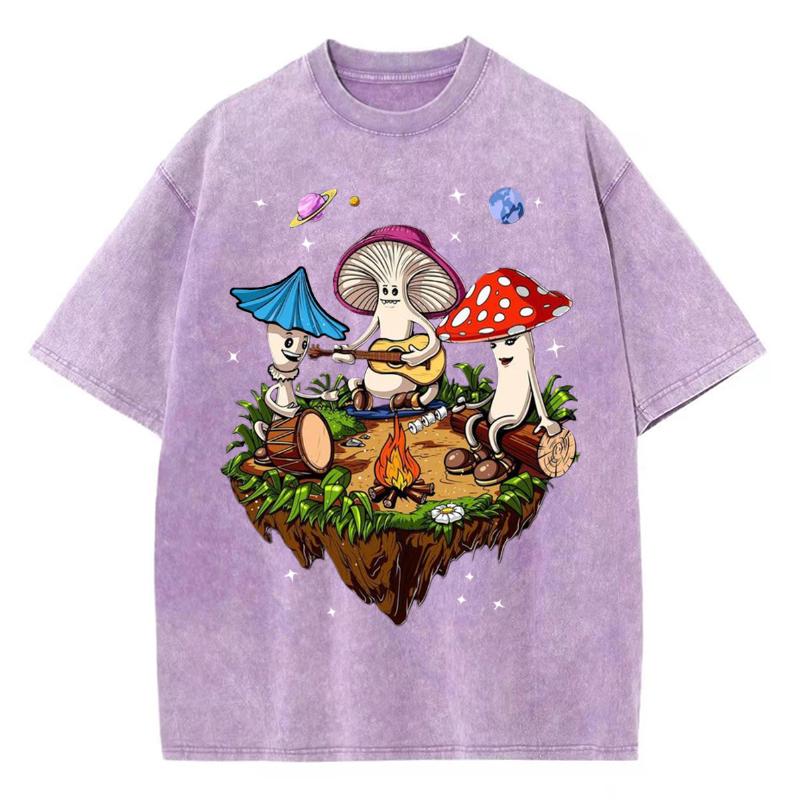Футболка женская в стиле фильма «Сказка» с цветным принтом грибов, летняя, нейтральная, стираная, хлопковая, свободная, с коротким рукавом, милая
