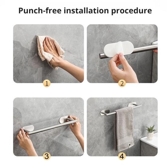 Вешалка для полотенец Настенная Без перфорации Самоклеящаяся Большая несущая способность Водонепроницаемая Противоскользящая Ванная комната Держатель для кухонных полотенец Органайзер для полотенец Ручка для полотенец