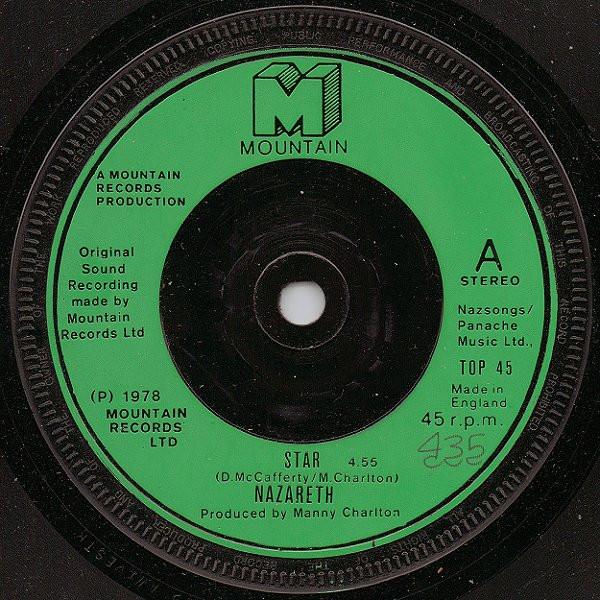 7-дюймовая пластинка NAZARETH - Star TOP45 Mountain 1979 UK Рок Б/У