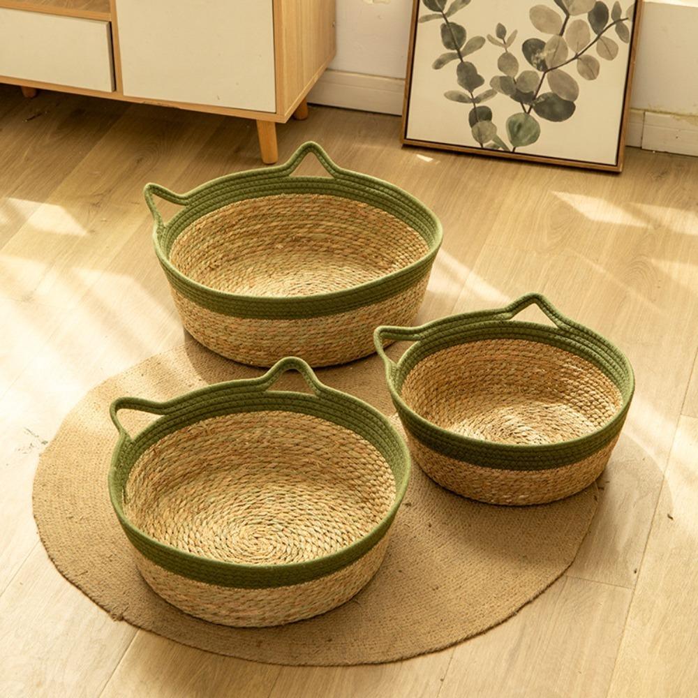 Круглое универсальное кошачье гнездо, удобная игрушка, кровать для питомца, милое плетеное вручную кошачье гнездо