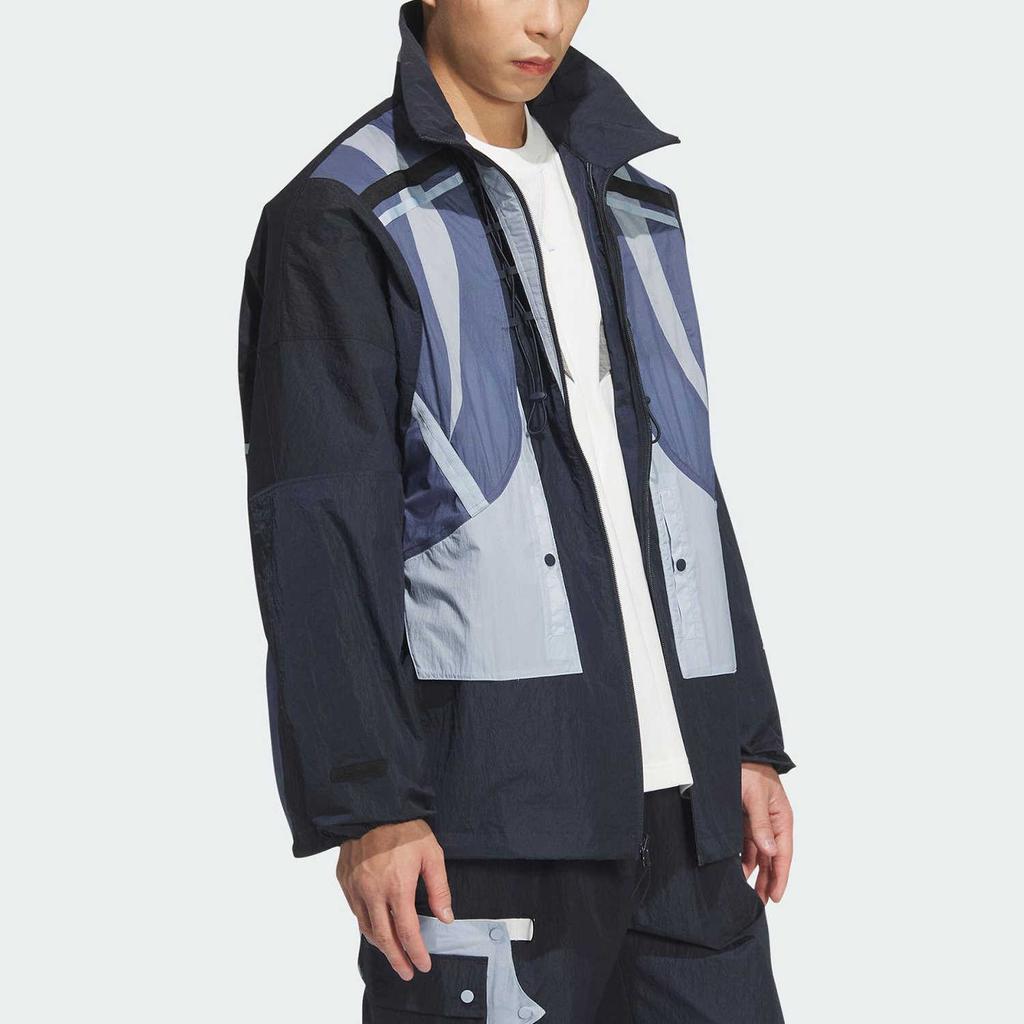 adidas Men's Woven Stand Collar Zip Jacket 'Ink Blue' JM8622