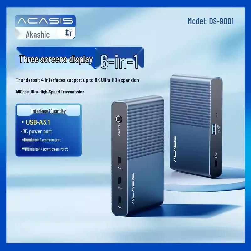 Алюминиевая док-станция Thunderbolt 4: 5-в-1 с быстрой зарядкой PD60W, вывод 8K HD, расширение USB 3.1 для ноутбуков