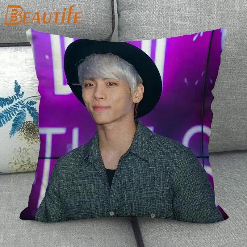 Подушка с принтом Чонхёна из Shinee в стиле K-pop, декоративная хлопково-льняная наволочка для свадьбы и дома, 45x45 см, одна сторона