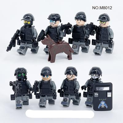M8012 Военный строительный блок, фигурка, полицейская собака, игрушка в сборе из мелких частиц
