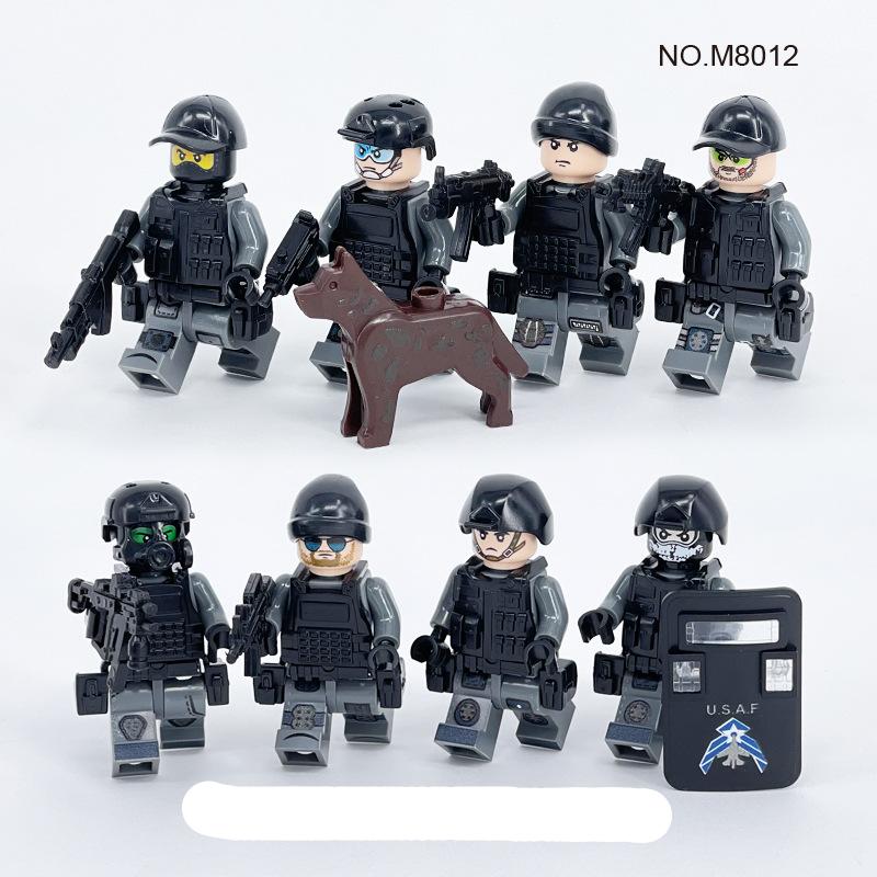 M8012 Военный строительный блок, фигурка, полицейская собака, игрушка в сборе из мелких частиц