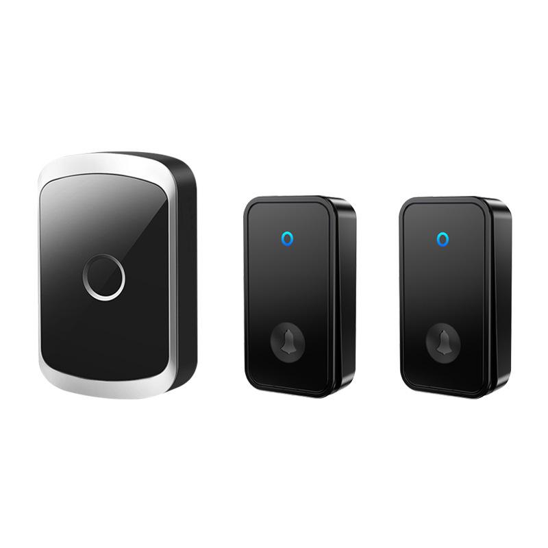 Battery-Free Wireless Doorbell, Long Range, Self-Powered, One Transmitter with Two Receivers, Remote Control