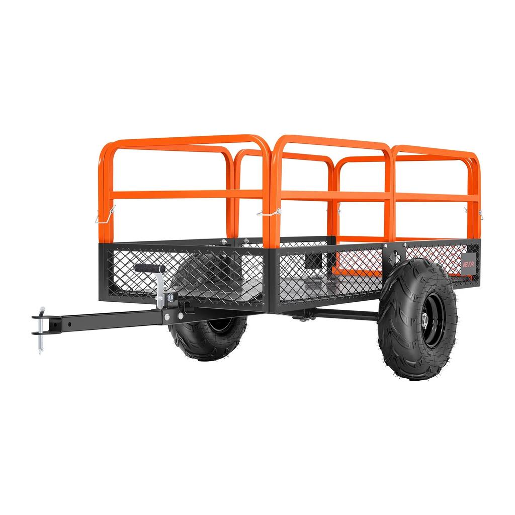 VEVOR Garden Utility Trailer, 22 Cu. Ft. & 725 kg, ATV UTV Trailer, Tow Behind Steel Dump Trailers, Removable Rear Panel