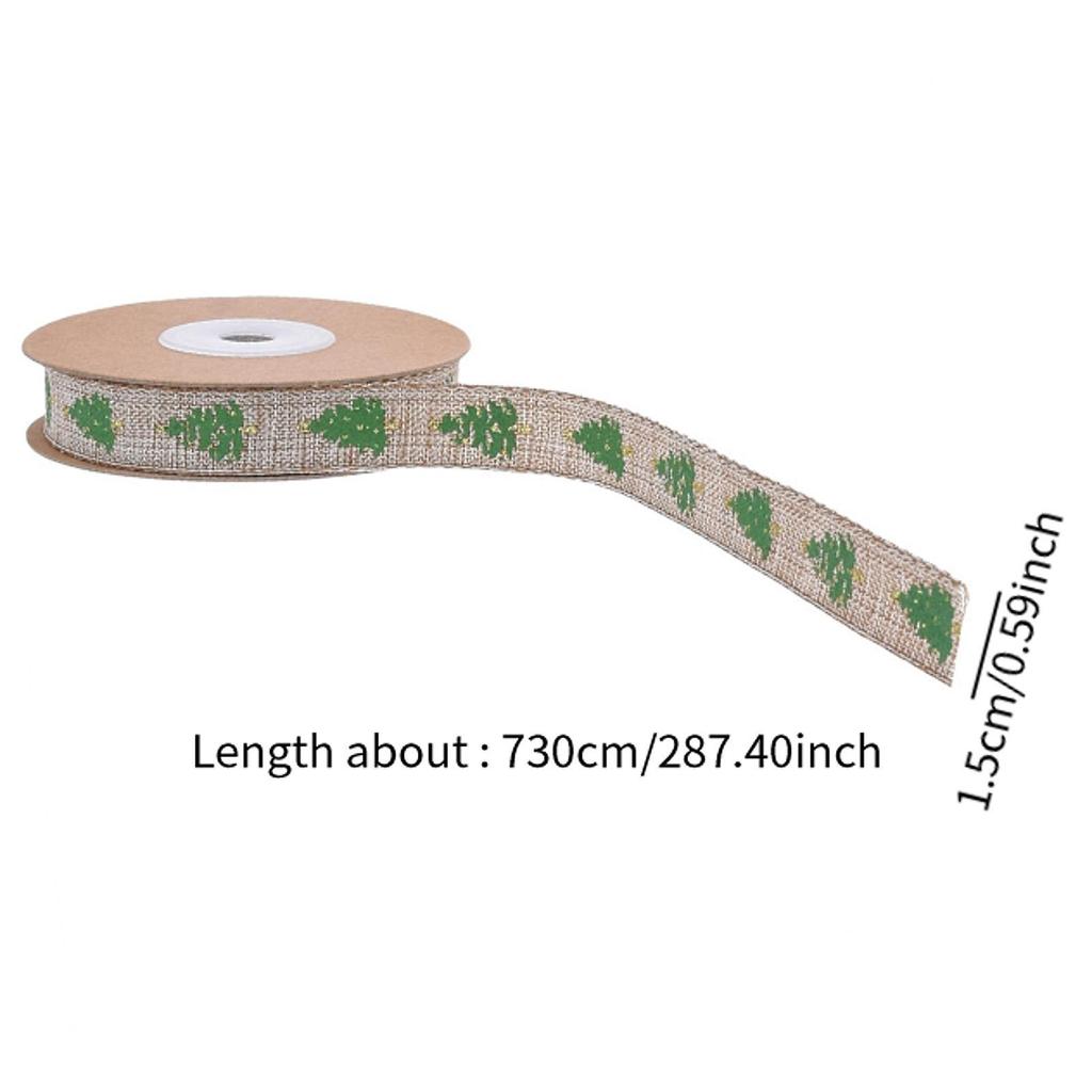 8 Yards Christmas Ribbon Xmas Ornament Fabric Decoration 1 Roll for Festive Bows