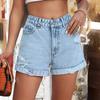 Женские летние повседневные джинсовые шорты с высокой талией и рваными краями