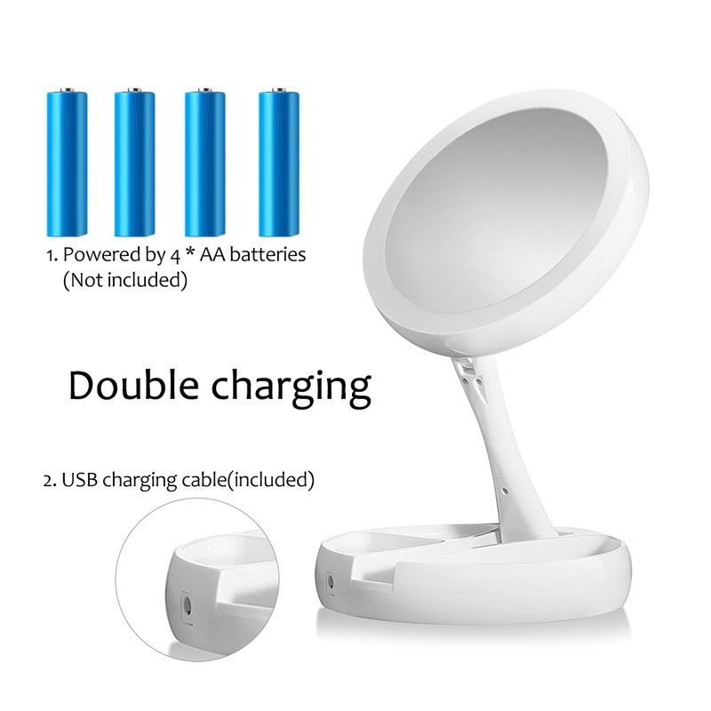 Компактное косметическое зеркало с подсветкой