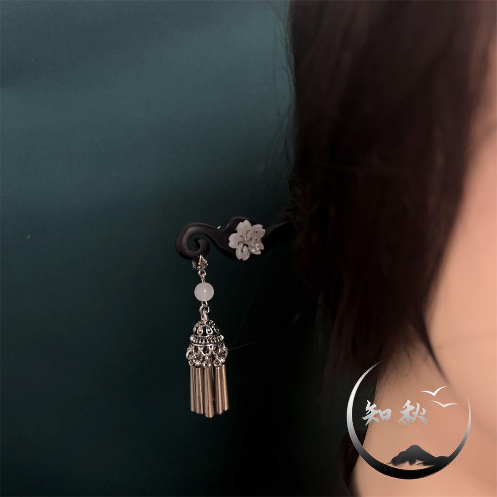 18см Двусторонний Древне-серебряный Заколка-кисточка для волос, Винтажная палочка для волос в стиле Ханьфу для женщин, Традиционный китайский аксессуар для волос