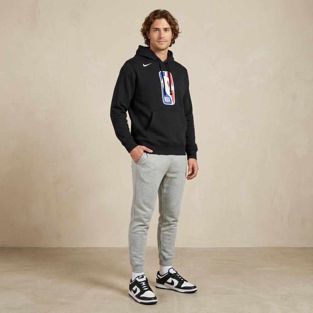 Nike X Командный логотип НБА 31 Принт Мягкий Модный Пуловер Худи Мужские толстовки Черный DX9794010