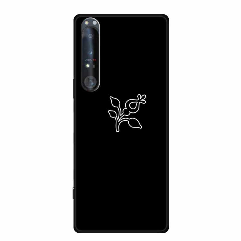 Чехол для телефона Sony 1 IV: Черный мягкий чехол из ТПУ с полым узором и простыми линиями