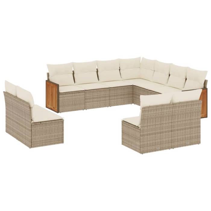 VidaXL Salon de Jardin avec Coussins 11 pcs, Canapés de Patio, Ensemble de Meubles, Mobilier de Terrasse Extérieur, Beige 3260168