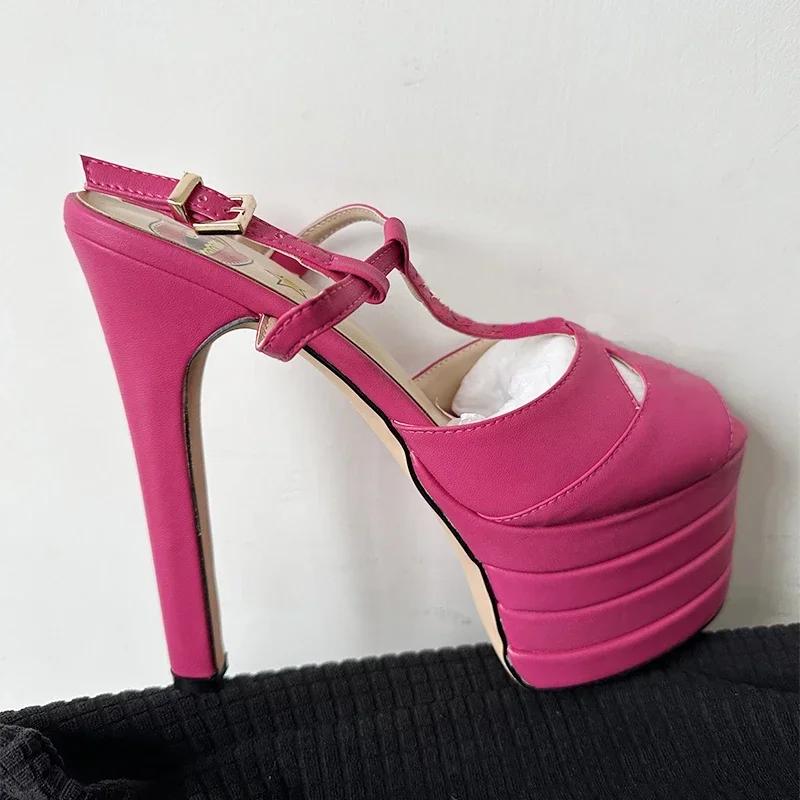 Модный бренд Сексуальные сандалии на высоком каблуке 16 см Платформа Вечеринка Свадьба Бал Подиум Женская обувь Высокое качество Большой 43лето Женская обувь