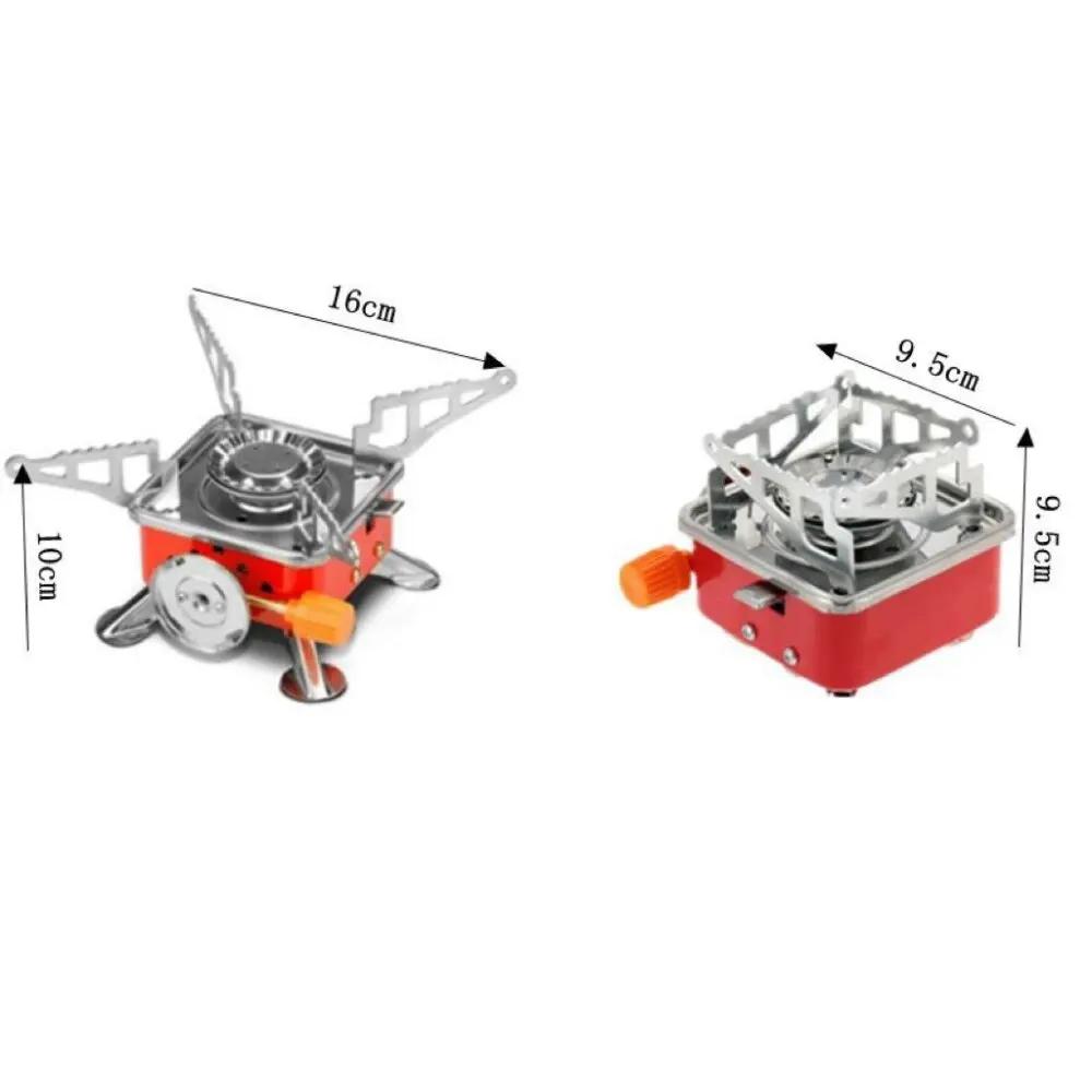 Outdoor Four Square Stove Gas Stove Portable Folding Cassette Stove Camping Stove Picnic Kettle Cooking Utensils