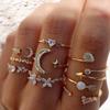 9-Piece European & American Love, Butterfly, Star, Moon, and Diamond Ring Set for Women