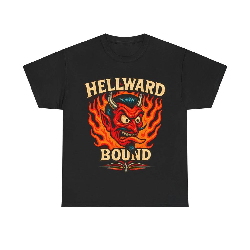 Hellward Bound Devil Flames Rockabilly Kustom Kulture T-shirt Tops Tees Unisex Tee Lowbrow