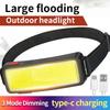 Powerful COB Headlamp USB Rechargeable Head Flashlight Built-in Battery Outdoor Fishing Camping Lantern Waterproof Torch
