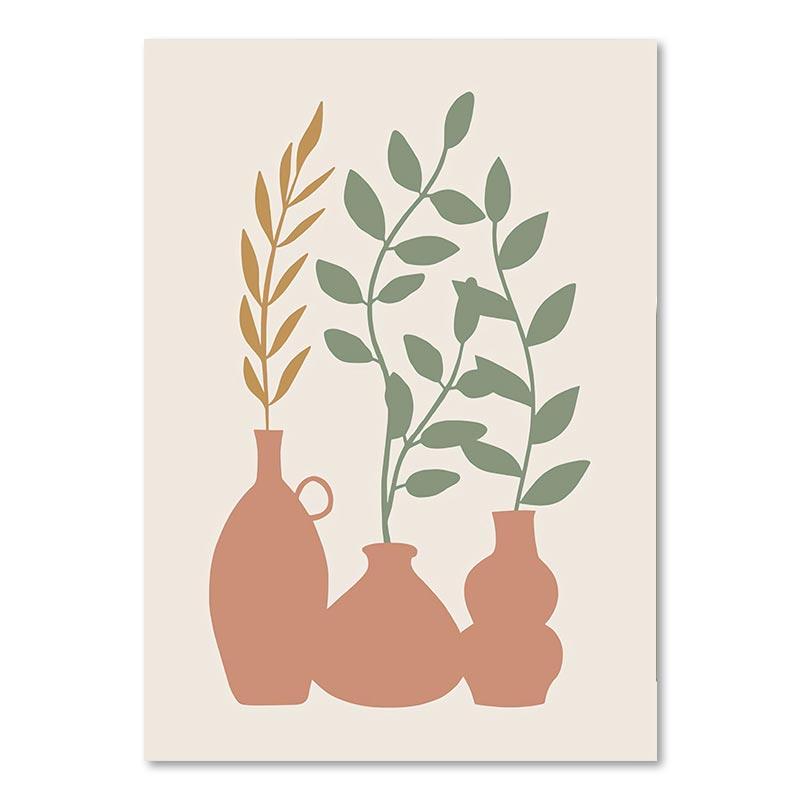 Абстрактные пейзажные постеры в стиле бохо, солнечные листья, холст, живопись, геометрические линии, настенные художественные картины с растениями для гостиной, домашний декор