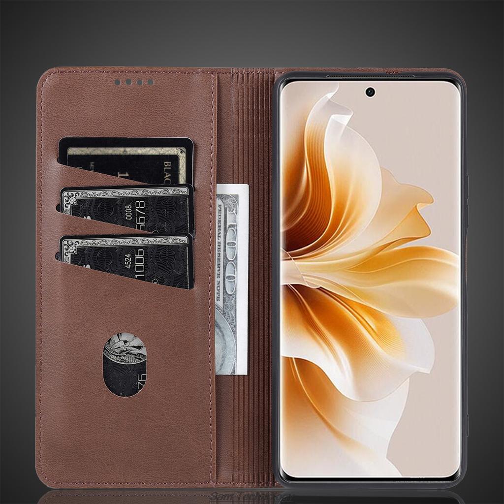 Magnetic Adsorption Leather Fitted Case for OPPO Reno 11 5G / Reno11 5G Global EUR RUS Flip Cover Protective Case Fundas Coque