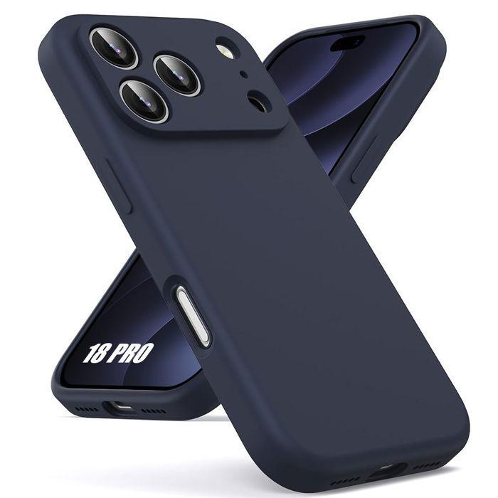 Coque pour iPhone 18 Pro, Silicone Liquide Protection Slim Anti-Rayures Antidérapant Bleu Marine