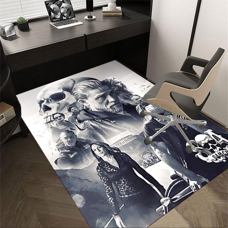 1pc Sons of Anarchy themed Office Carpet Chair Mats - durable polyester rug for home theater, office, dorm room decor - tA10