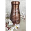 Pure Copper Bedroom Water Bottle with Inbuilt Glass, Hammered Antique Design, Volume 900 Ml (Pack of 2)