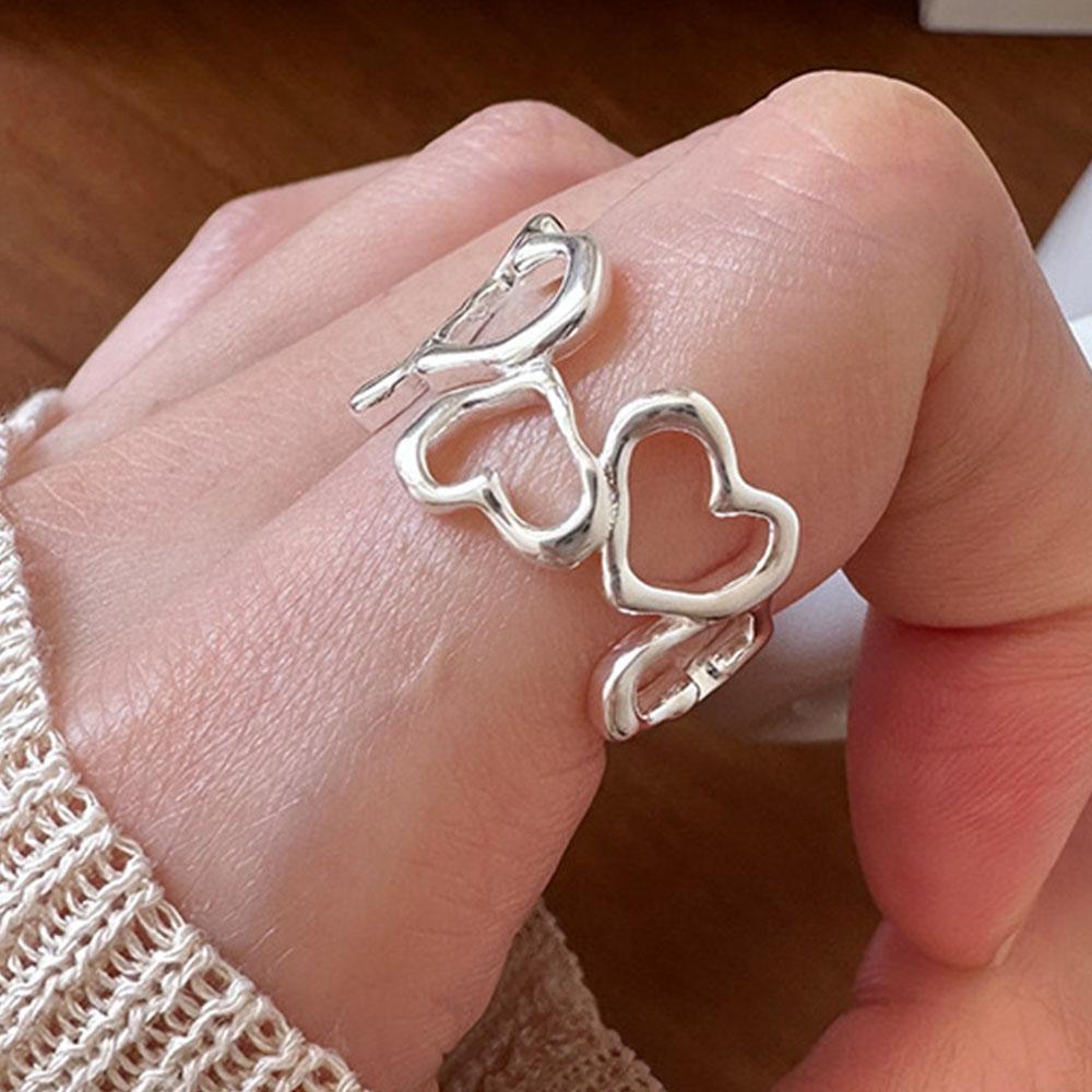 Xiaomi 925 Sterling Silver Rings for Women Couple Minimalist Handmade Simple Hollow Heart Ring Party Jewelry Gift Prevent Allergy