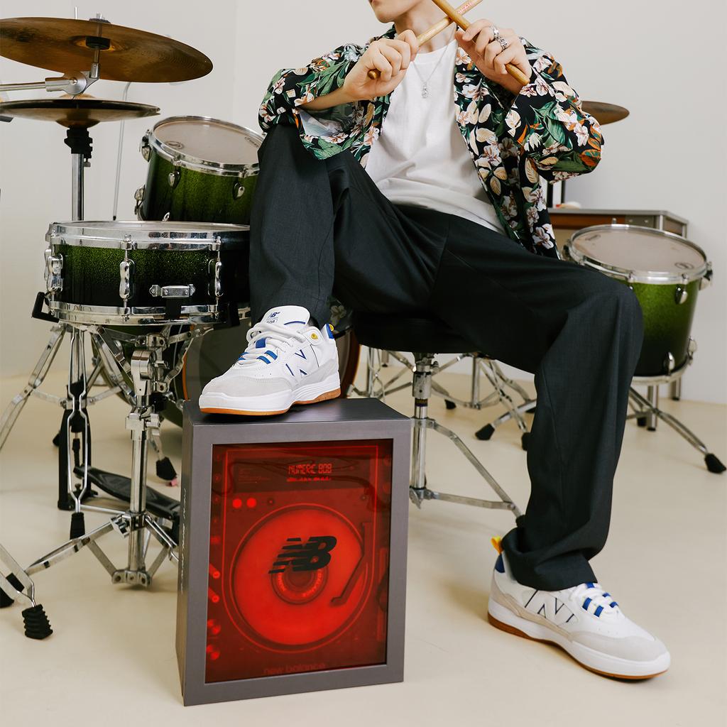 New Balance Кеды унисекс Nb Numeric Tiago Lemos 808 Leather с низким верхом для скейтбординга, белые с синим, NM808WBY