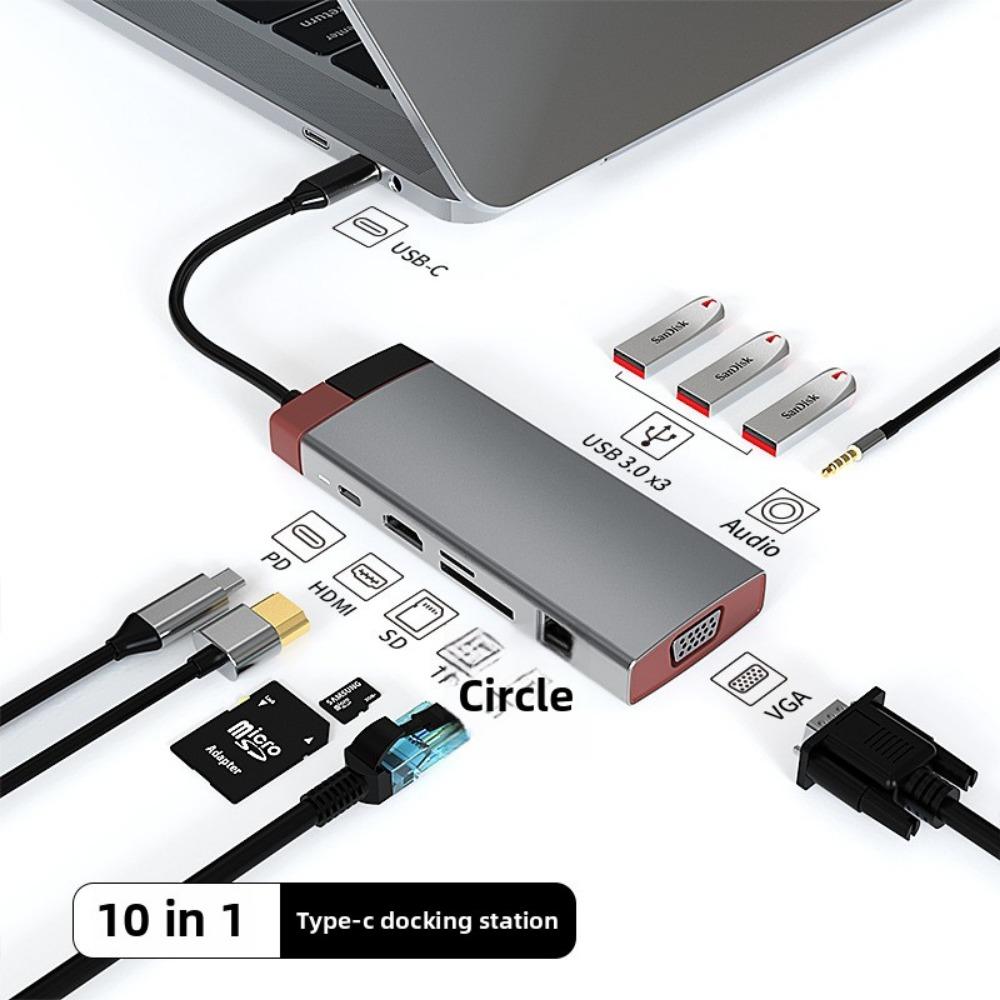 Док-станция типа C USB 3.0 Hub с RJ45 Gigabit Ethernet адаптером Multiport Expander для ноутбука MacBook