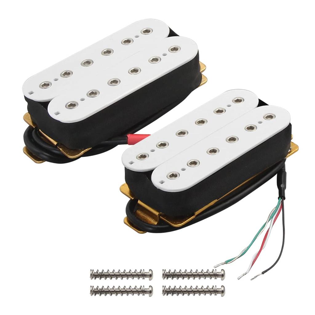 FLEOR Pickup Set Double Coil Humbucker Pickups for Electric Guitar Pickup Neck+Bridge Replacement-White