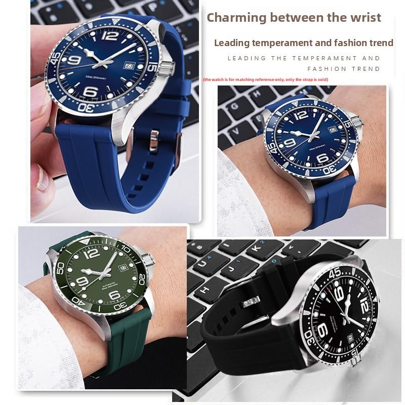 19/20/21/22 мм Для Longines Conquest HydroConquest L3.781 642 742 782 Быстросъемный Резиновый Ремешок для Часов Спортивный Погружение Силиконовый Ремешок