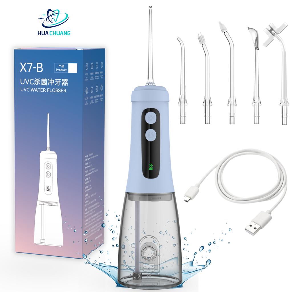 X7 Оральный ирригатор для зубов УФ-ионная нить для чистки зубов IPX7 Водонепроницаемый 4 режима Удаление зубного камня Инструмент для ухода за полостью рта Путешествия