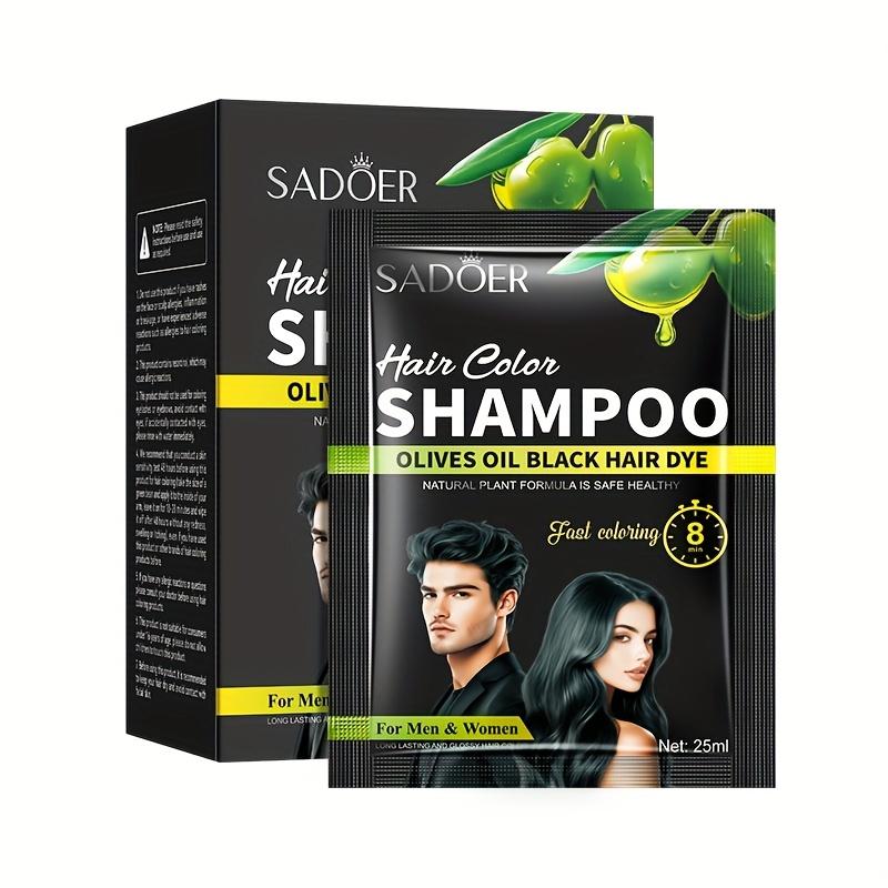 25ml*10pcs/box Olives Oil Black Hair Dye, Fast Coloring 8 Min, Makes Hair Look Moisturized, Cover White Hair, Easy To Clean