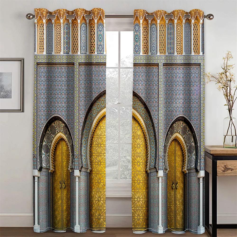 Роскошный мусульманский фестиваль Рамадан римские столбы шторы для окон комплект для гостиной спальни декор 2 шт. Бесплатная доставка