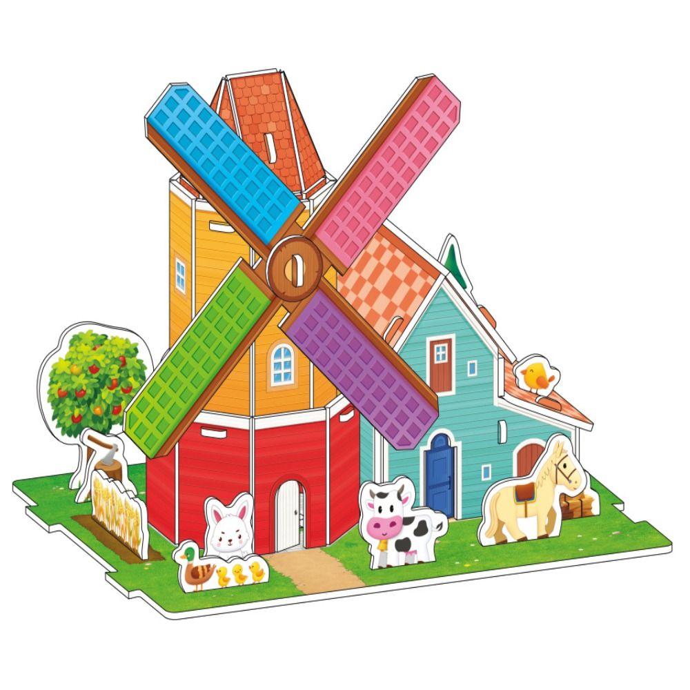 Cardboard 3D Castle Airplane Assembly Model 3d Puzzles Building Block Toy Kindergarten