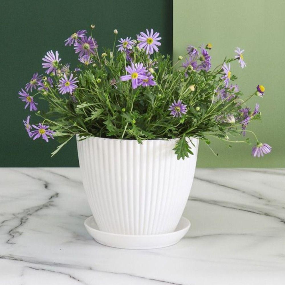 Thickened Flower Pot With Tray Plant Container Durable Vase Plants
