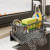 Kitchen Sink Organizer Sponge Holder Dish Cloth Drying Rack with Slanted Drain Tray for Countertop Storage