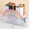 Настольный держатель для карандашей, акриловый держатель для ручек, коробка для принадлежностей Rainbow, подходит для домашнего офиса, ящик для хранения канцелярских принадлежностей