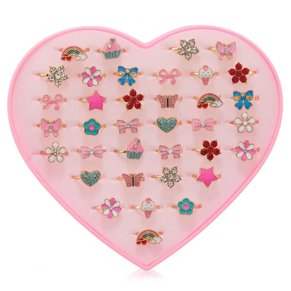 36 шт. мультяшное детское кольцо кольцо принцесса девушки зажим для захвата милое украшение для руки (с коробкой)