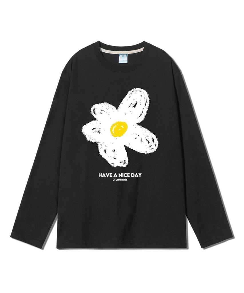 Geulaenpini Цветок Ромашки Обычная Длинный рукав - Черный