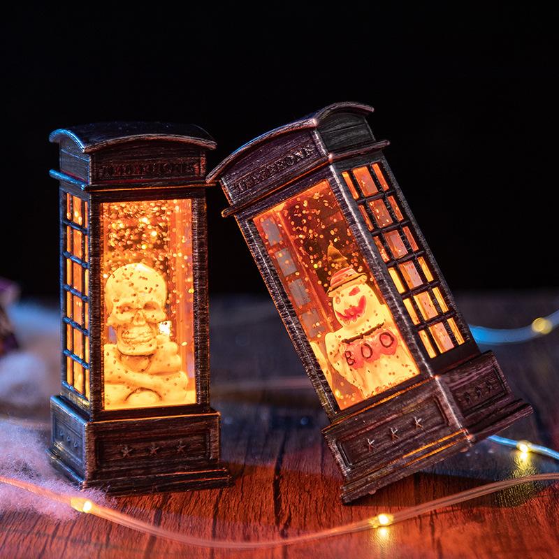 Halloween Pumpkin Lantern Ghost Lantern Ghost Festival Skull Wind Lantern Halloween Night Light Desktop Ornament Candle Lantern