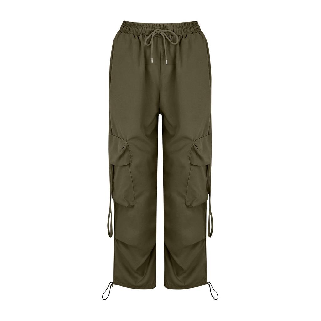 Женские модные повседневные брюки-карго с широкими штанинами и высокой талией, брюки с несколькими карманами