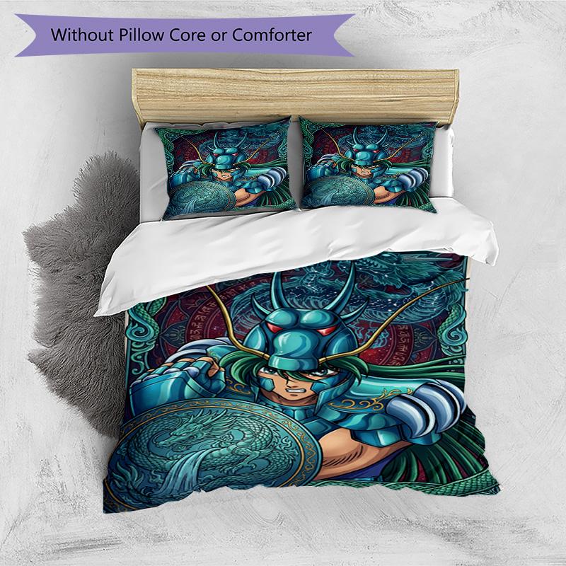 3pcs Duvet Cover Set (1*Duvet Cover + 2*Pillowcase, Without Core), Saint Seiya Print Bedding Set, Bedroom Decor, All‑Season, Birthday Gift