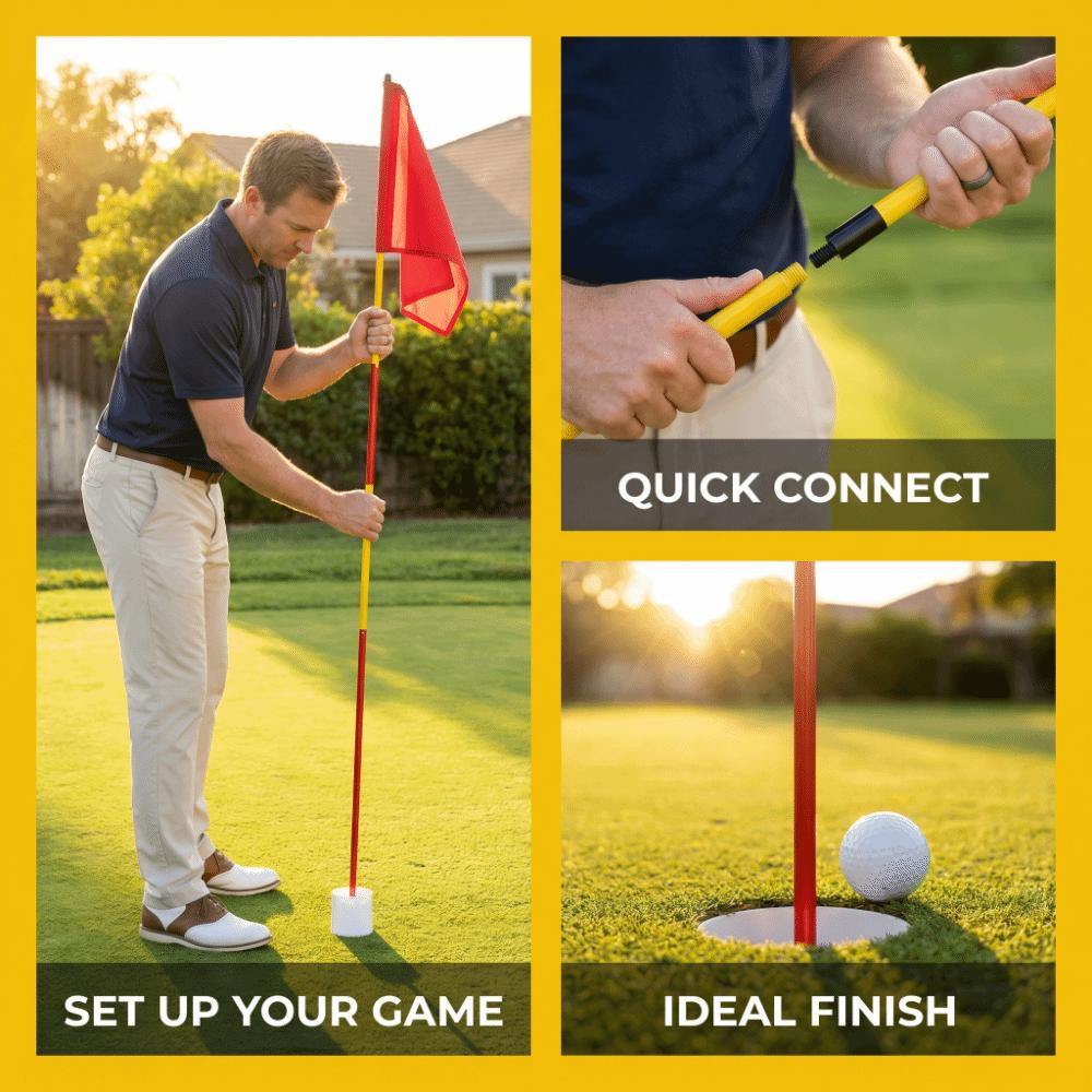 2 Section Detachable Golf Pin Flag Set Nylon Cloth Flags Golf Hole flag  Backyard Practice