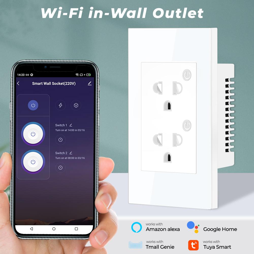 16a Tuya Wi-Fi Bluetooth Us EU умная розетка адаптер монитор питания настенный электрический таймер включения и выключения для Google Home Alexa