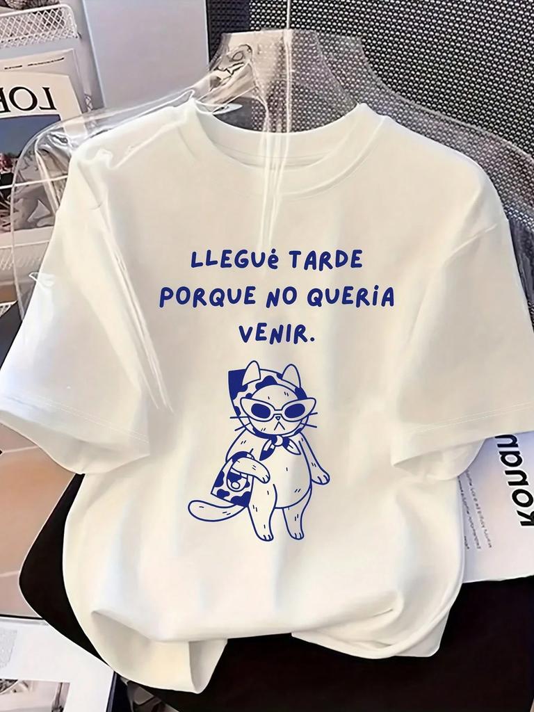 Women Summer T Shirt Cool Cat With Sunglasses Print Tee Casual Short Sleeve Crew Neck Top Trendy Cute Graphic Top
